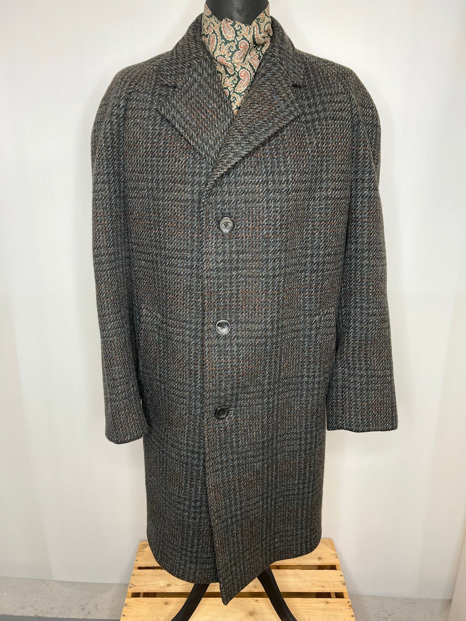 Vintage 1970s Wool Check Crombie Dunn & Co Coat - Size XL - Mens ...