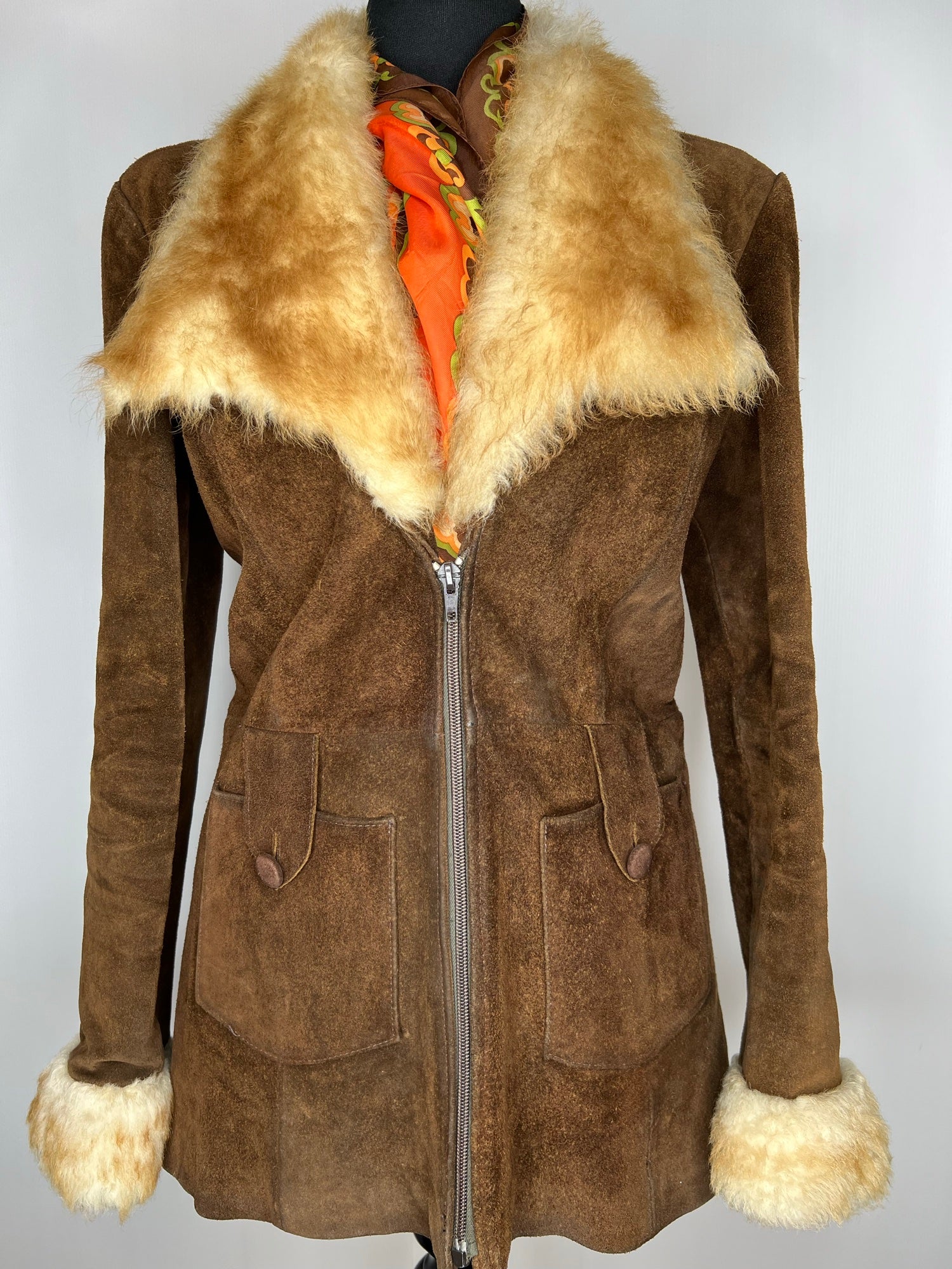 Vintage 1970s Suede Sheepskin Coat in Brown by Deybridge Wells - Size ...