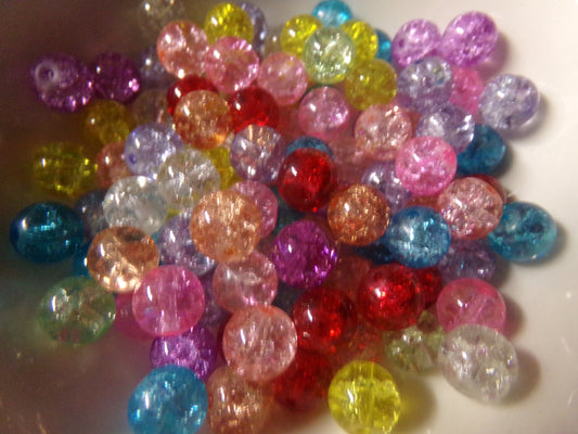 100 pc Mixed Two Tone Crackle Glass Beads 8mm – Styles Beads and Supplies
