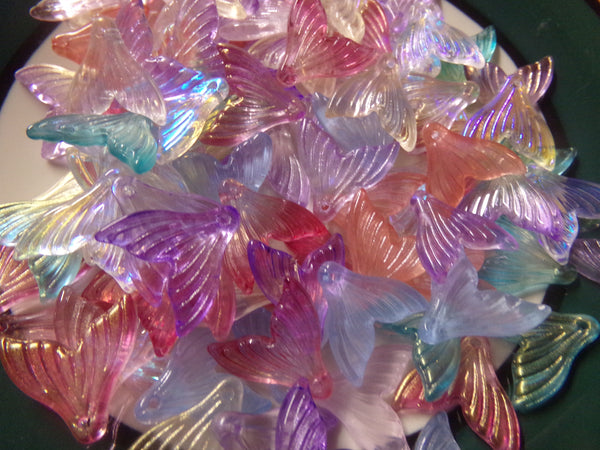 100 pc Mixed Mermaid Fish Tail Glass Charms