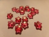 50 pc Crimson Glitter Star Glass Beads