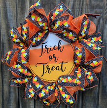 Load image into Gallery viewer, Candy Corn Trick or Treat Wreath

