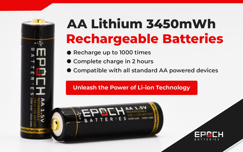 Epoch AA 1.5V 2300mAh USB Protected Li-ion Battery - 4 Pack