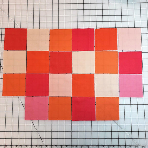 Fabric Layout for Scrappy Fabric Basket with Handles