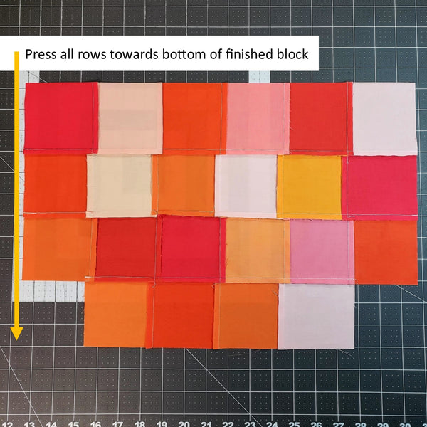 Press seams diagram for fabric basket tutorial
