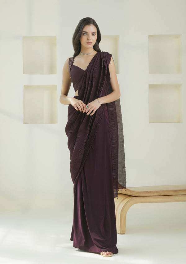 Coal Pleated Pre-draped Saree – Seeaash