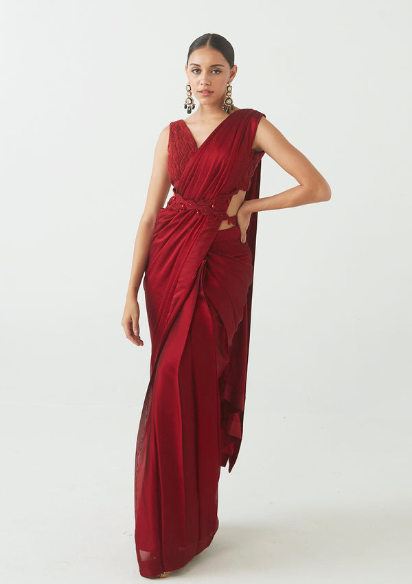 Coal Pleated Pre-draped Saree – Seeaash