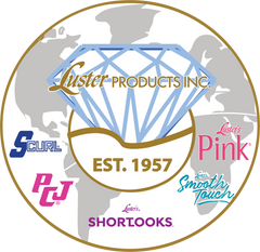 Luster Products inc. 60 Year logo highlighting key brands