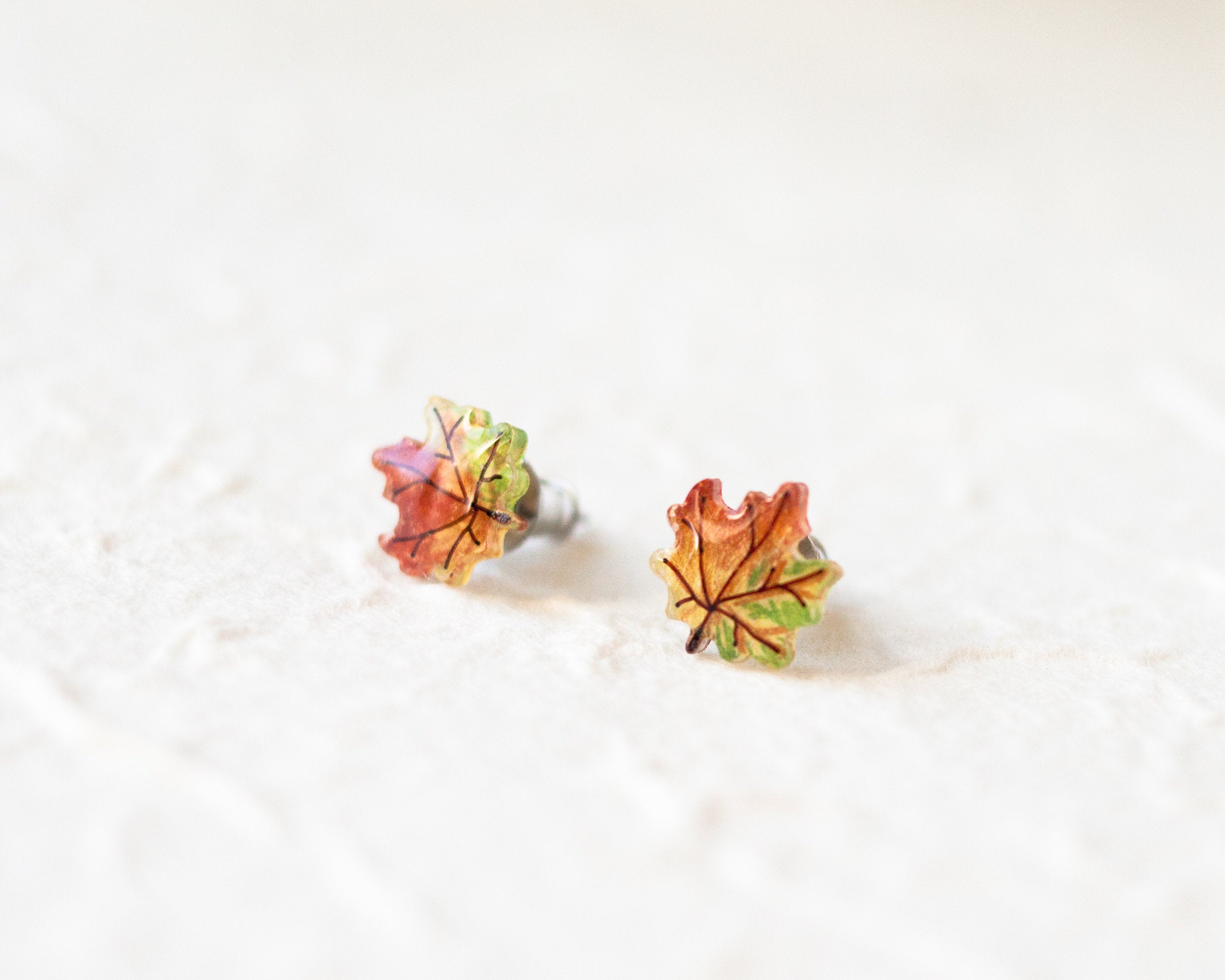 Tiny Maple Leaf Stud Earrings
