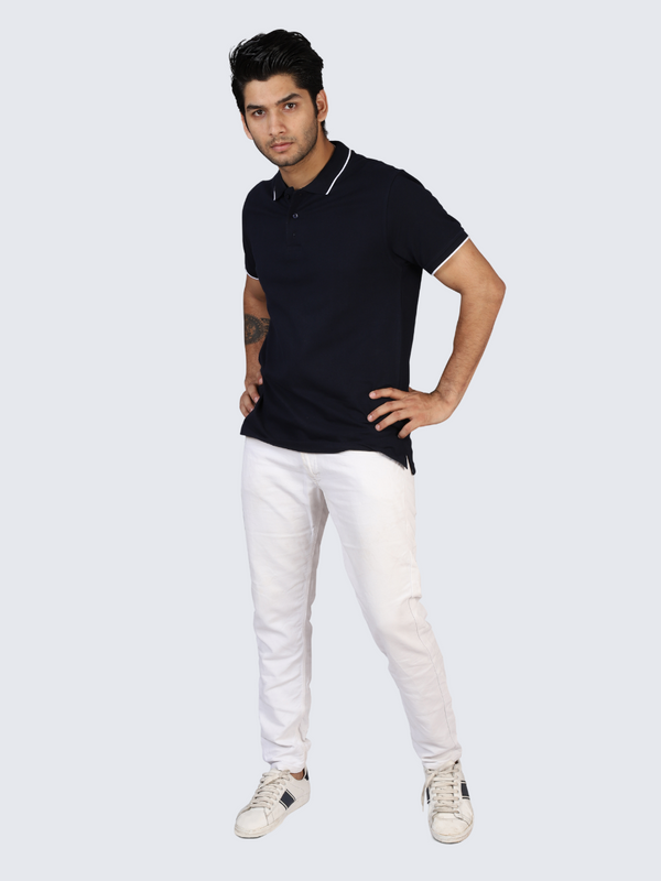 Navy-Blue Polo T-shirt Tipping