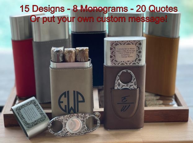 Personalized Cigar Case, Cigar Holder, Stocking Stuffer, Groomsmen Cigar Gifts, Cigar Travel Case, Best Man Gift, Cigar Box, Cigar Cutter
