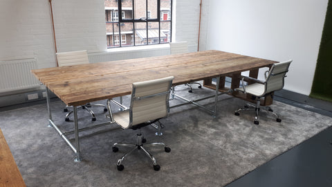 Gibbs design furniture reclaimed timber and steel office table and chairs