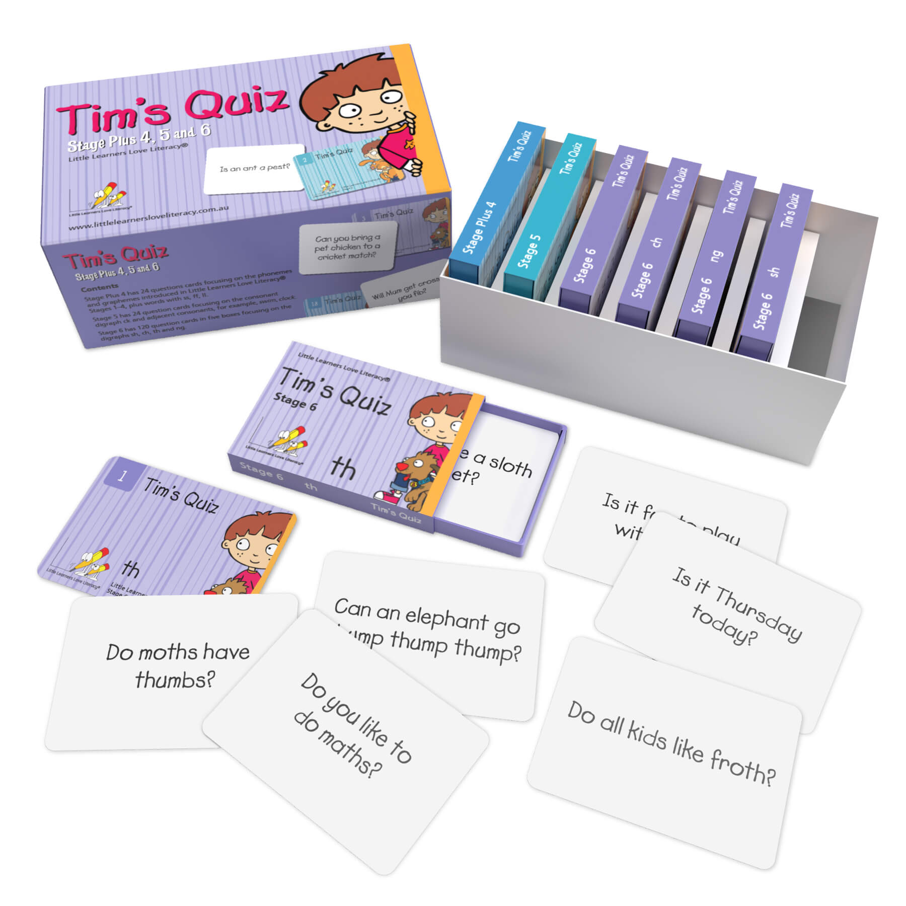 Tim's Quiz game box and cards