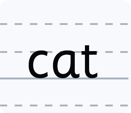 the word 'cat' on a lined piece of paper