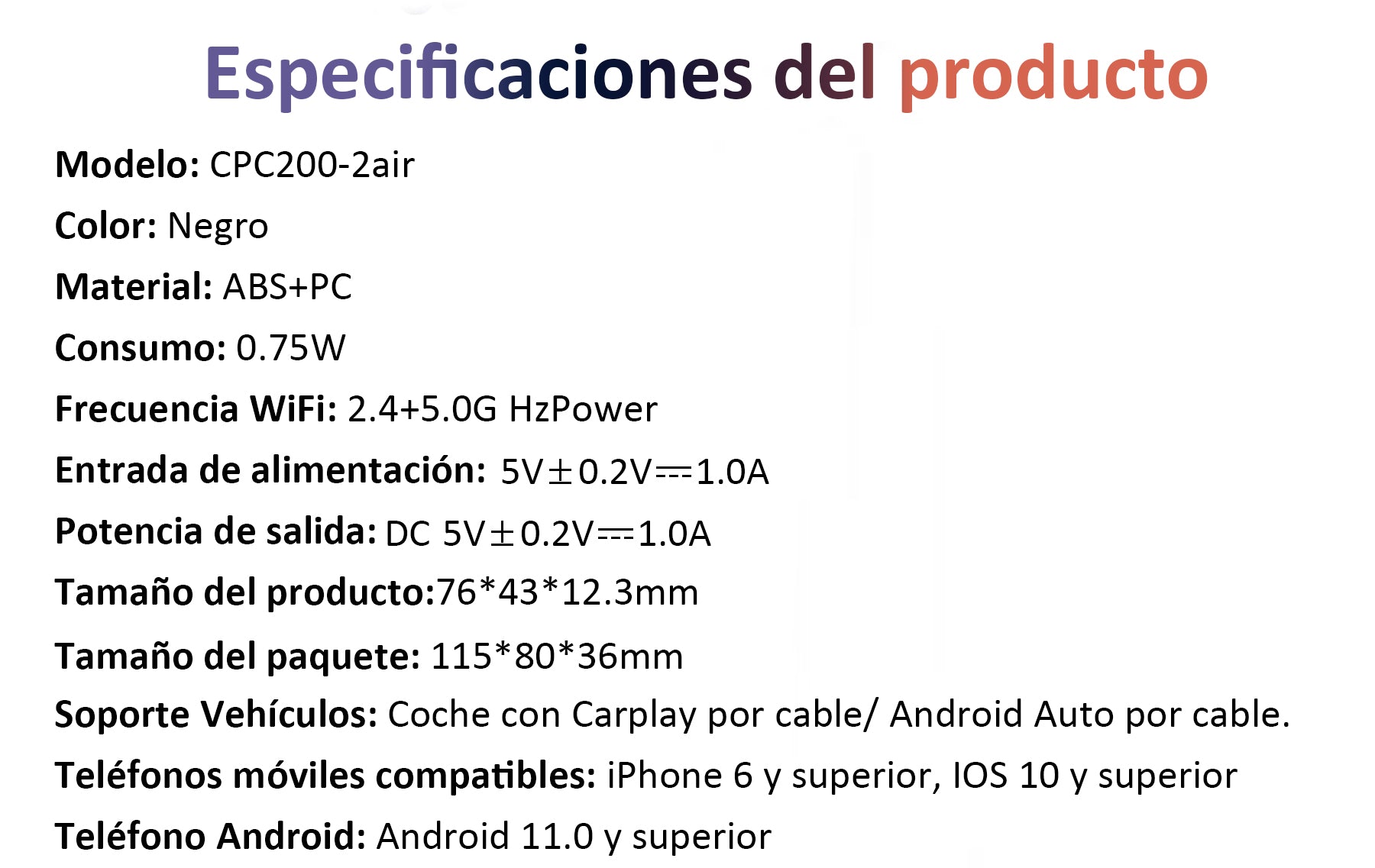 Carlinkit-5.0-Wireless-Carplay-Specification