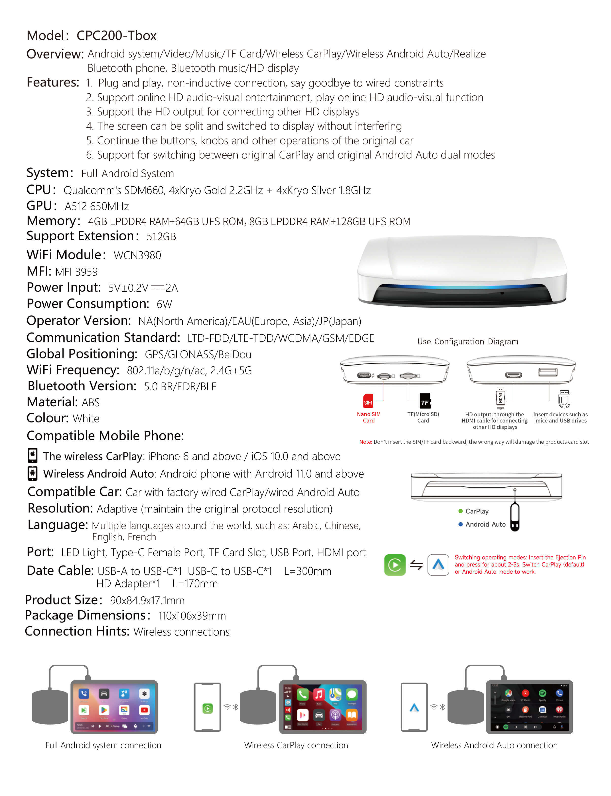 Carlinkit-Tbox-UHD-Wireless-AI-Box-Specification