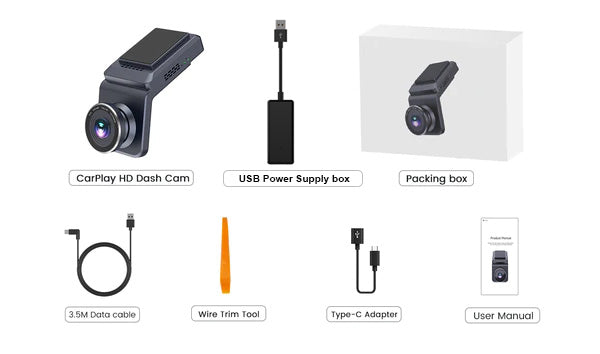 T-Box-AR - Android-12.0 System-Carplay HD-Dash-Cam -1080P-AI-Box-package