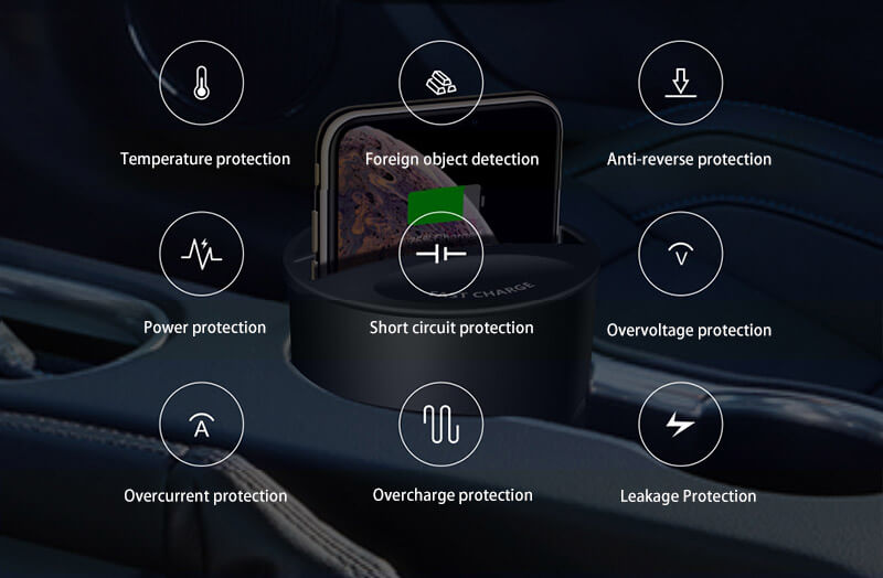 Convenient and fast as it is, it also pays attention to safety protection. If the charger get hot, it will automatically switch to the intelligent protection state to avoid safety hazards and ensure both the safety of the wireless charger and the phone while charging.