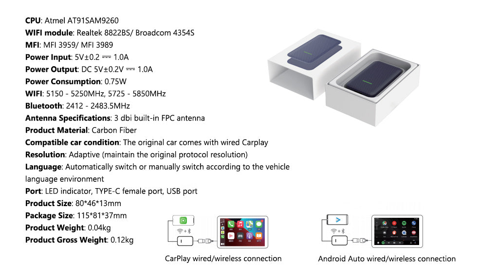 Peveork Wireless CarPlay Adapter Work for Cars with Factory Wired Apple  CarPlay, Plug & Play Easy Use CarPlay Dongle Seamless Connection Converts