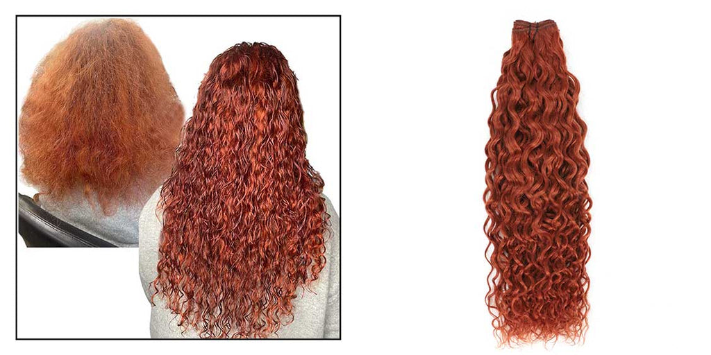 Before and After Curly Weft Hair Extensions