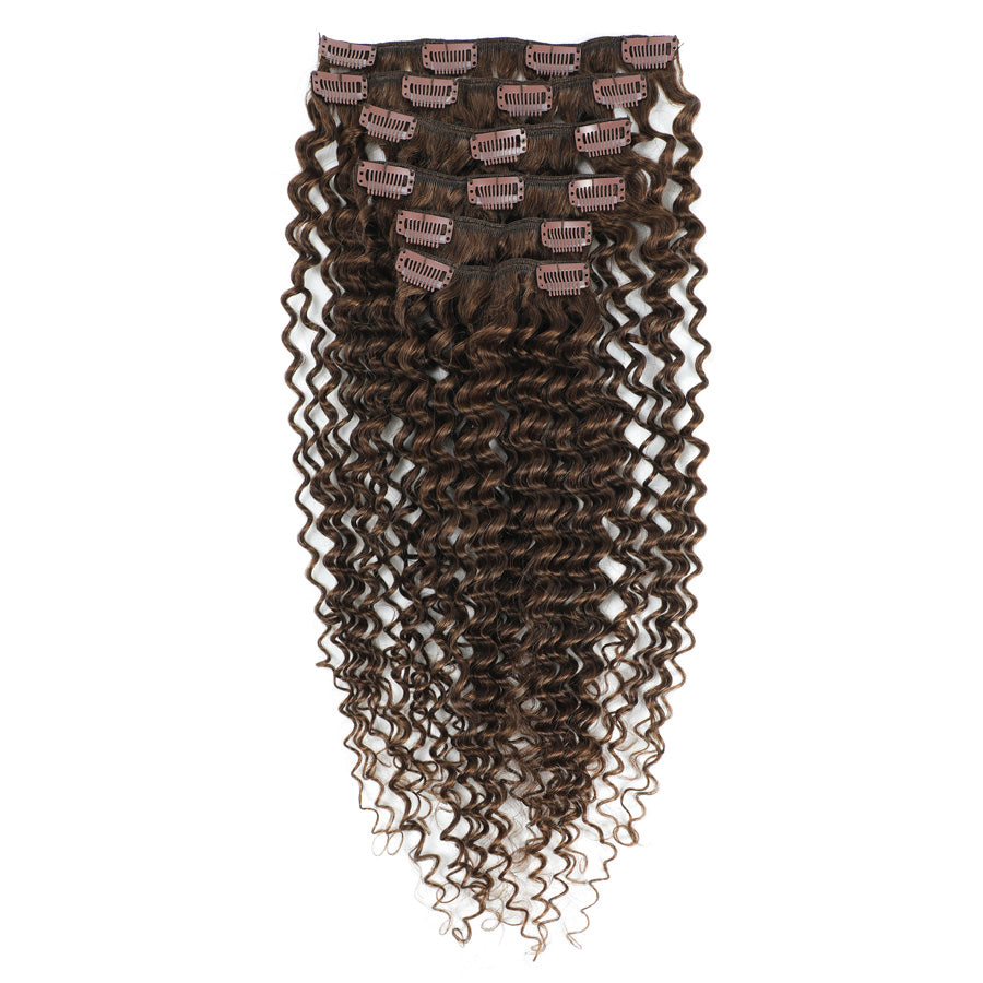 Amazoncom  Caliee 22Inch Clip in Hair Extension Jerry Curly Double Weft  Human Hair 3B 3C Curly Ombre Color Natural Hair Black Color into 4 Dark  Brown Color 120Gram with 7 Pieces