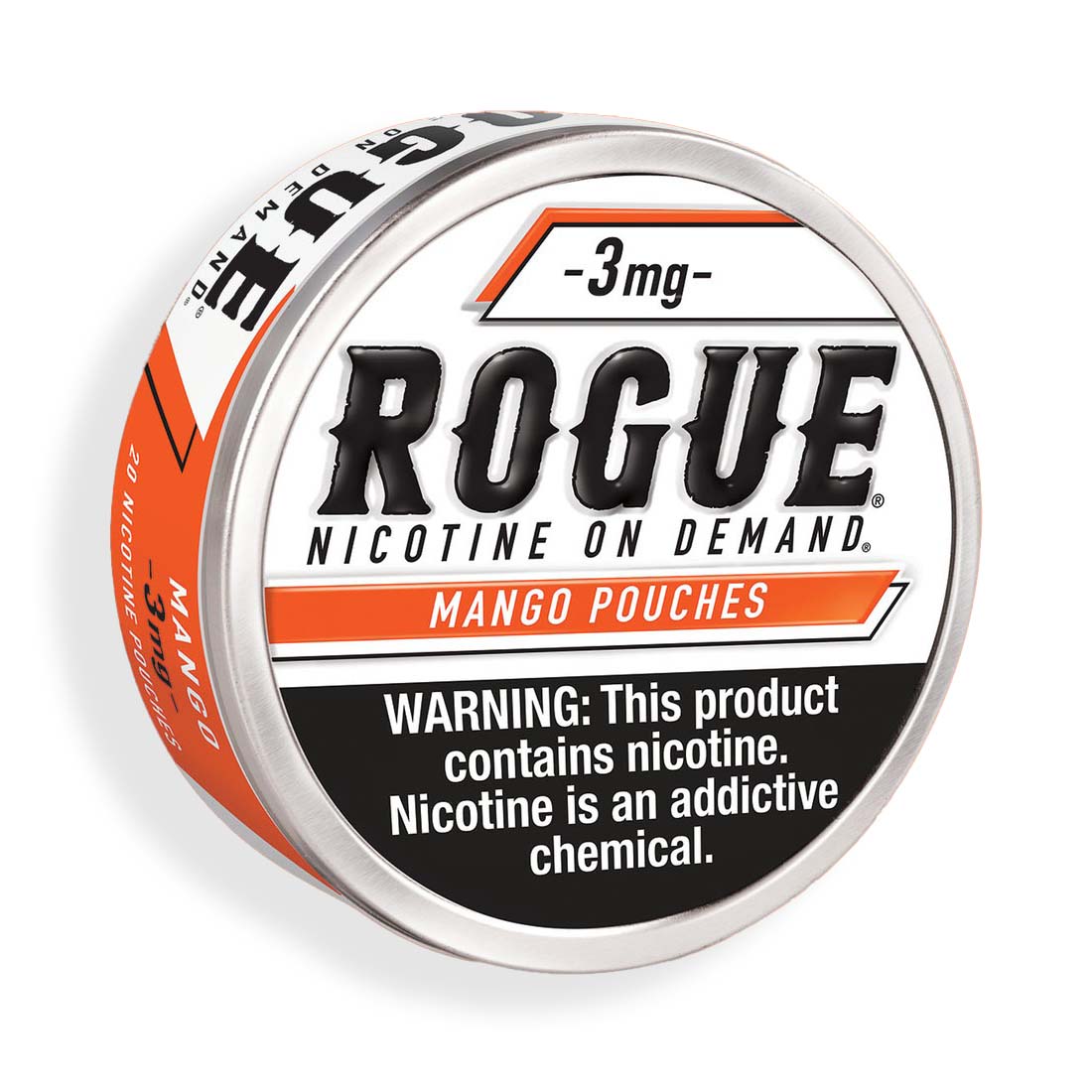Closeup of ROGUE mango nicotine pouches