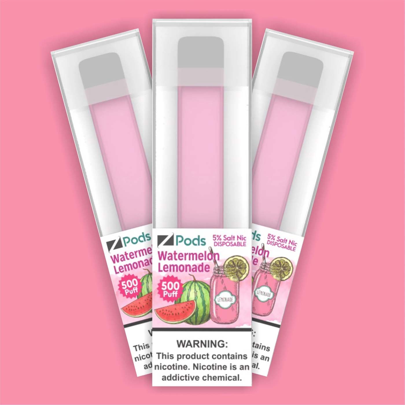 three packages of watermelon lemonade disposable Z Sticks