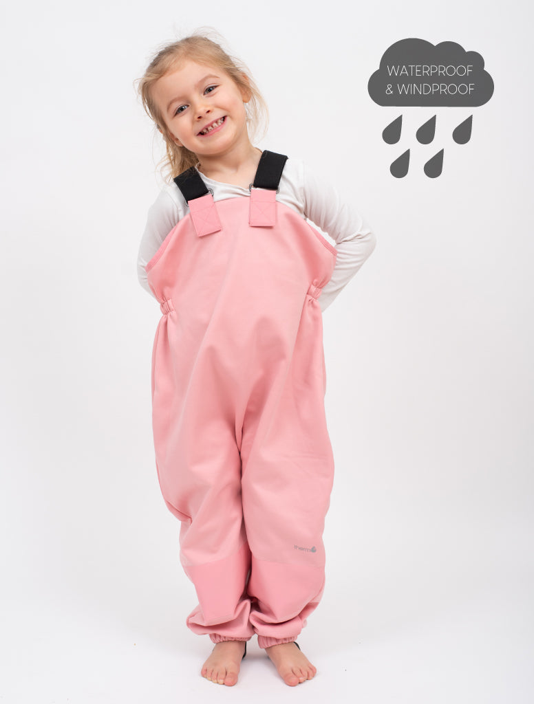 Kids Fleece Lined Rain Overalls, Black