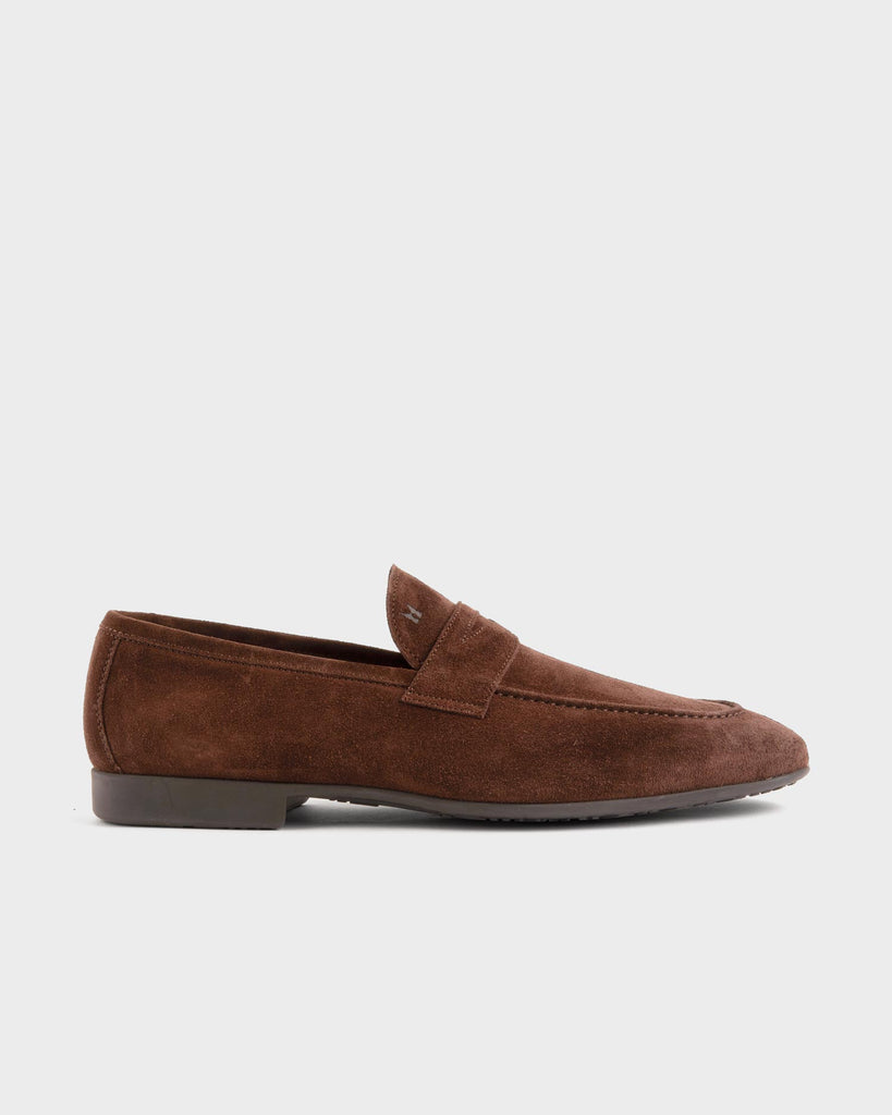 chocolate brown suede loafers