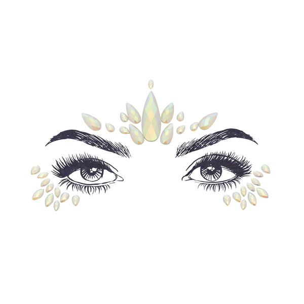 Eyes with Radha Face Gem Stickers. Clear. Front view full. 