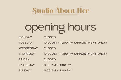 Studio About Her Store Opening Hours