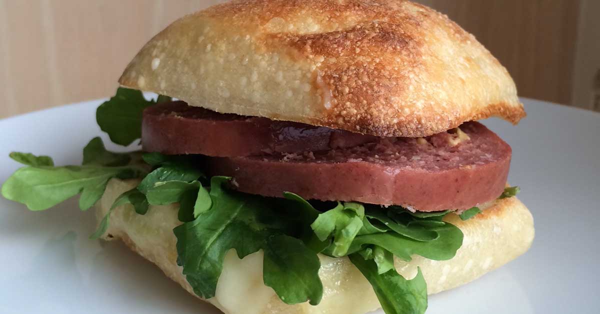 Simple Wagyu Summer Sausage Sandwich 