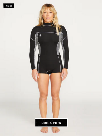 Womens Modulator 2mm Long Arm Chest Zip Wetsuit - Black