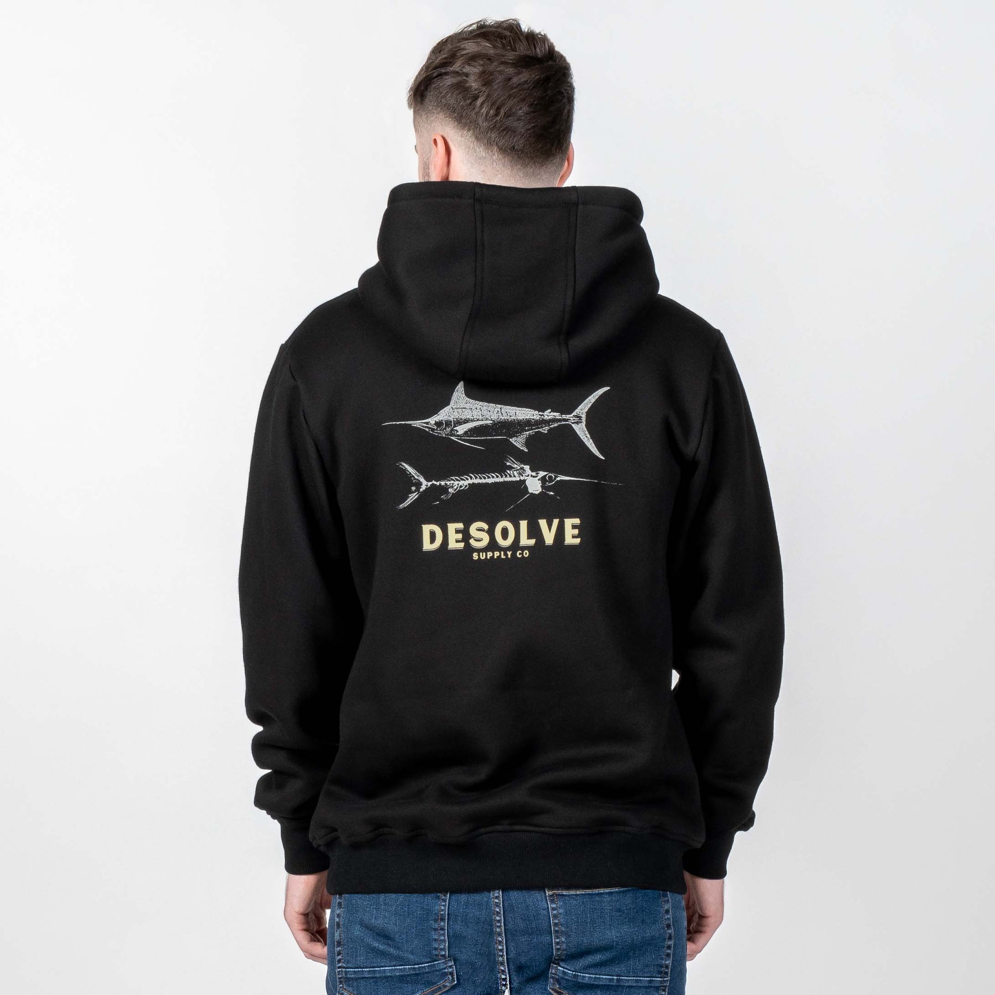 Desolve Supply Co, Bolt Hoodie, 485gsm Sherpa Fleece Waterproof Black Fishing  Hoodie, Mens - Desolve Supply Co.