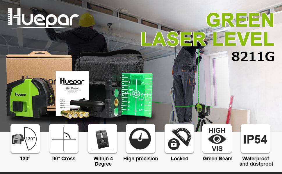 Plumb Laser Level - Huepar M-9211G - Huepar