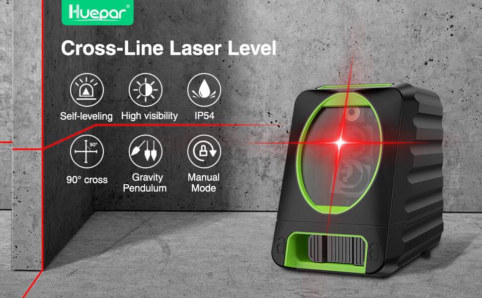 Huepar Laser Level, Self-Leveling Laser Level with Green Beam Cross Line  Laser-Vertical and Horizontal Line, 100ft Alignment Laser Tool for Picture  Hanging and DIY Application, Battery Included-B011G 