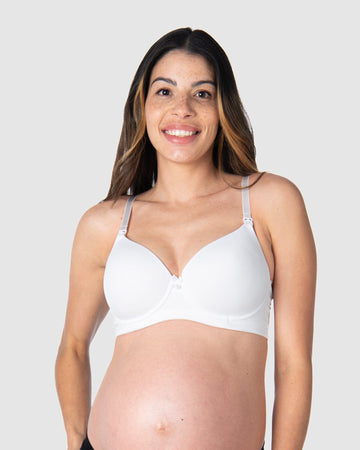 Women Bra Maternity Nursing Bra, Women's Cotton Soft Comfy Breastfeeding  Bra (Color : White, Size : 38G)