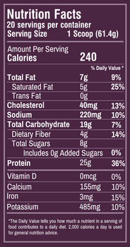 Brownie Batter flavor protein smoothie bag, Nutrition Facts 