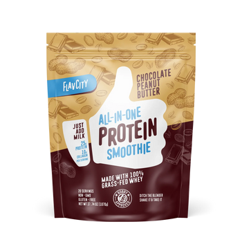 The front of a Chocolate Peanut butter protein bag