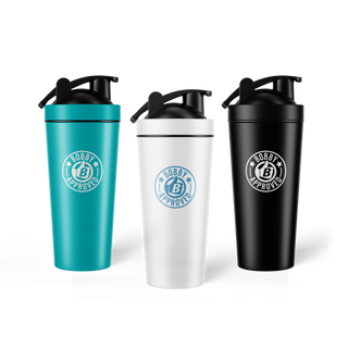 3 FlavCity Shaker Bottles, teal, white, black with bobby approved logo