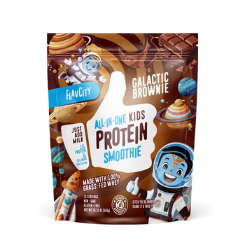 Galactic Brownie Kids Protein Flavor Smoothie bag, front