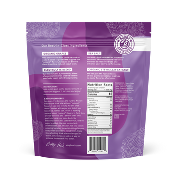 Grape Flavor Electrolyte Drink Mix Bag, Back