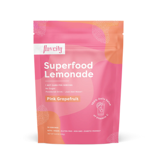 Pink Grapefruit Flavor Superfood Lemonade Drink Mix Bag, Front