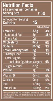 Keto Hot Chocolate Drink Mix Bag, Nutrition Facts