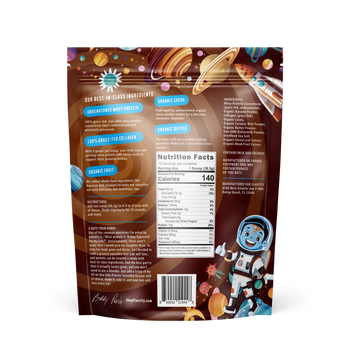 Galactic Brownie Kids Protein Flavor Smoothie bag, back
