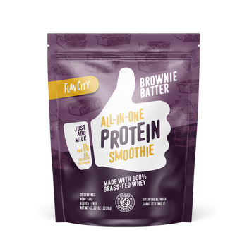 Brownie Batter flavor protein smoothie bag, front 