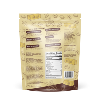 Butter Coffee flavor protein smoothie bag, back 