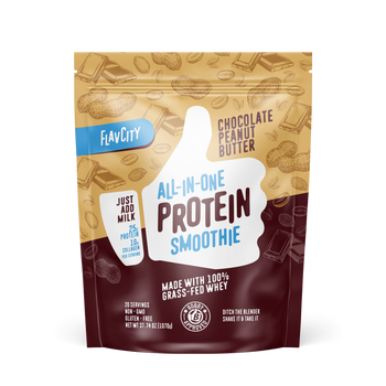 The front of a Chocolate Peanut butter protein bag.