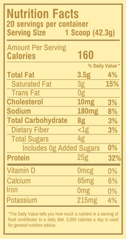 Vanilla Cream Nutritional Facts Label