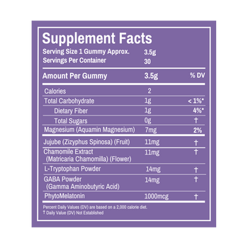 lights out sleep support gummy jar, supplement facts